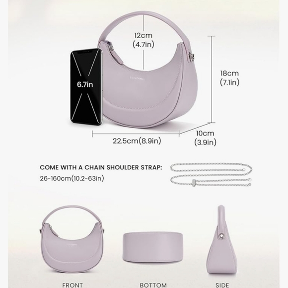 Vividora small handbag, trendy crescent shoulder bag with top handle - Picture 2 of 6